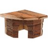 Domek pro hlodavce Small Animal Domek rohový dřevěný s kůrou 16 x 16 x 11 cm