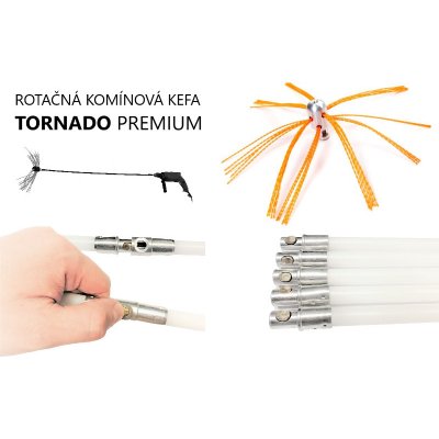 Rotační komínový kartáč TORNADO PREMIUM set 6 m / čistič komínu (Už žádne  chození na střechu, rotační čistič komínu, kartáč vyčisti jakýkoli tvar  komínů, průměr a kouřovodu pro všechny typy a druhy