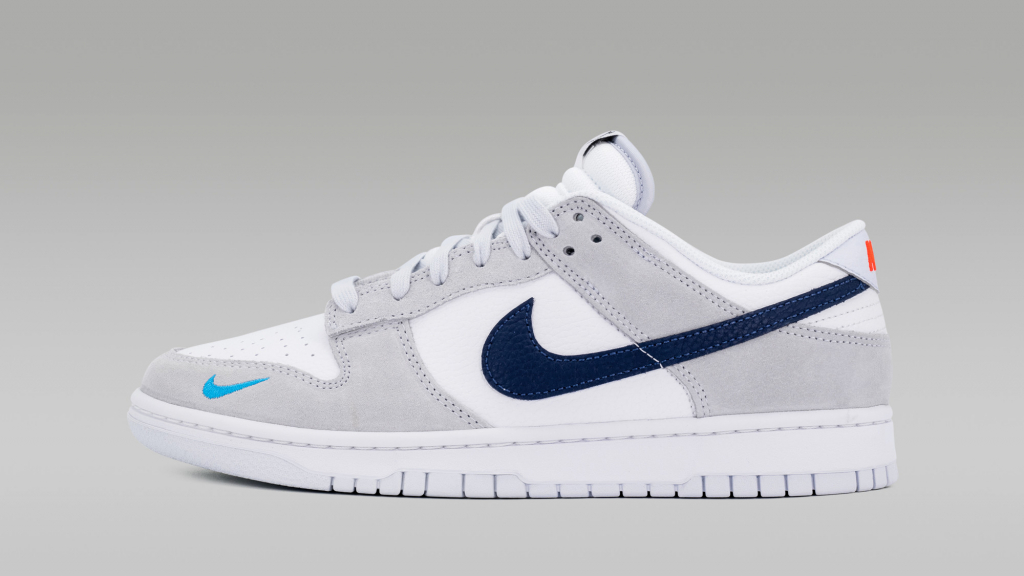 Nike Dunk Low White Grey Navy Aqua Mini Swoosh FJ4227-001