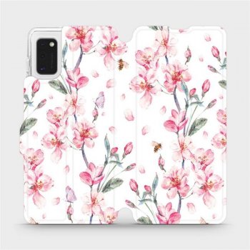 Pouzdro Mobiwear Parádní flip Samsung Galaxy A41 - M124S - Růžové květy