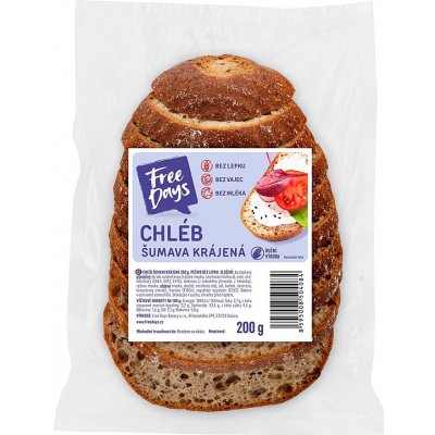 FREE DAYS Bezlepkový chléb šumava krájená 200 g – Zbozi.Blesk.cz