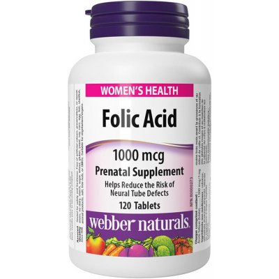 Webber Naturals Folic Acid 1000 mcg 120 tablet – Hledejceny.cz