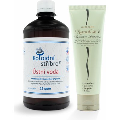 Koloidní stříbro s.r.o. ústní voda plastové lahve 500 ml + zubní pasta 100 g dárková sada