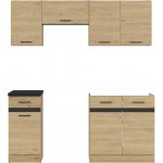 Kuchyňská linka Junona Line 180 cm s pracovní deskou Dub Bernstein / Metalická břidlice černo-zlatá K24-JUNONA_WER_2/180_ZBL-DBT/GF/LMC Black Red White – Hledejceny.cz