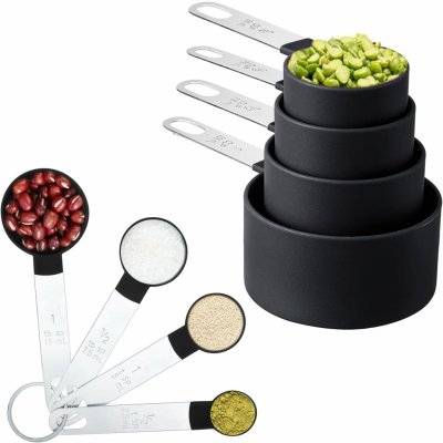 ALTOM Kuchyňské odměrky do dóz, sada 8ks s kovovým úchytem, šedé – Zboží Dáma