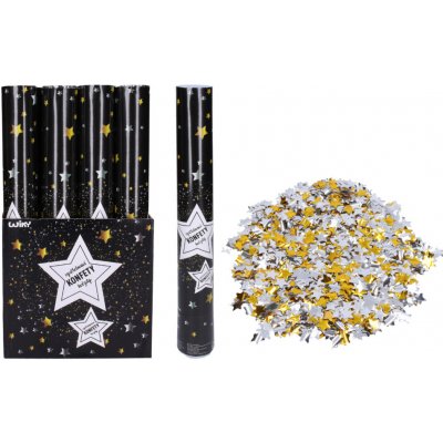 Párty konfety vystřelovací Hvězdy 30 cm – Zboží Mobilmania