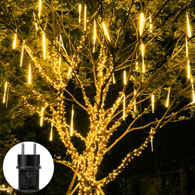 ROSNEK 288 LED Meteor Shower Rain Lights Teplá bílá vodotěsná Icicle Fairy Lights Zahradní párty Vánoční dekorace – Zboží Mobilmania
