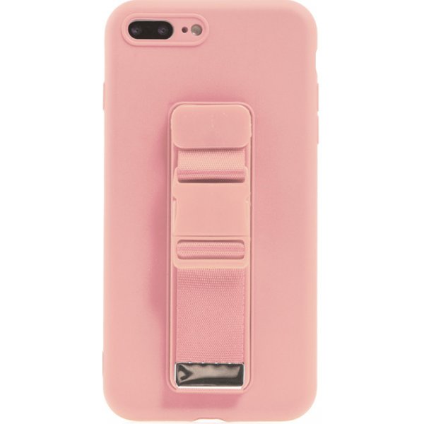 Pouzdro a kryt na mobilní telefon Pouzdro AppleMix Apple iPhone 7 Plus / 8 Plus - s popruhem - gumové - růžové