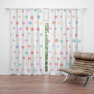 Závěsy Různě barevné puntíky: 2 ks - 140x250 cm - Sablio – Hledejceny.cz