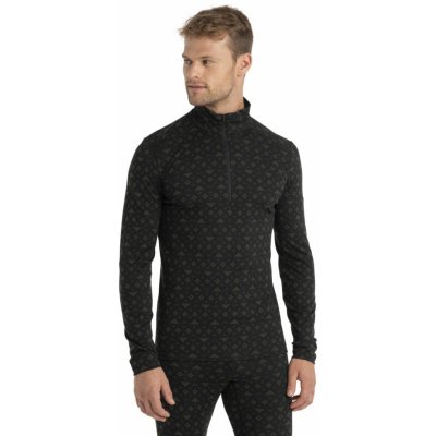 Icebreaker Mens Merino 200 Oasis LS Half Zip First Snow black/Loden/Aop