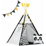 Nukido 740025 Dětské teepee s girlandou a světýlky bíločerné s pandou – Zboží Dáma