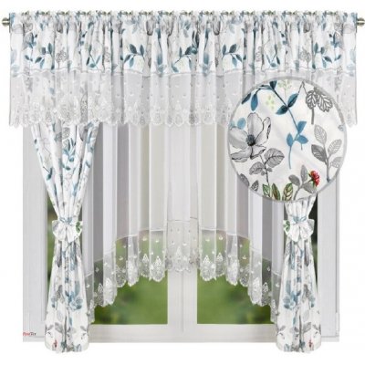 BytoTex Sada hotových záclon Tereza zelená/bílá 400x160 cm – Hledejceny.cz