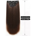 Vlasy clip in 4 pásy - kaštanově hnědé rovné vlasové příčesky 55 cm – Zbozi.Blesk.cz