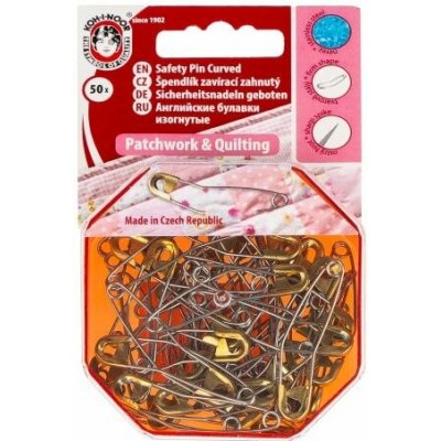 BELLATEX Špendlík zavírací zahnutý, nerez / mosaz DUPLEX 50 ks – Sleviste.cz