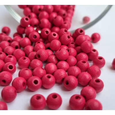 Detoa dřevěné korálky tmavě růžové 6 mm 10 ks – Sleviste.cz