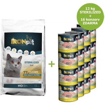 IRONpet Cat Sterilized Turkey Krůta 12 kg – Zboží Mobilmania
