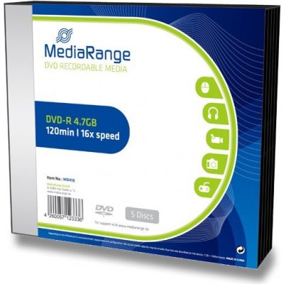 MediaRange DVD-R 4,7GB 16x, slimbox, 5ks (MR418) – Zboží Mobilmania