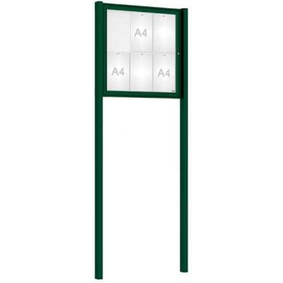 PROCITY Venkovní elegantní vitrína Tradition, 6 x A4, včetně sloupků, zelená – Zboží Živě