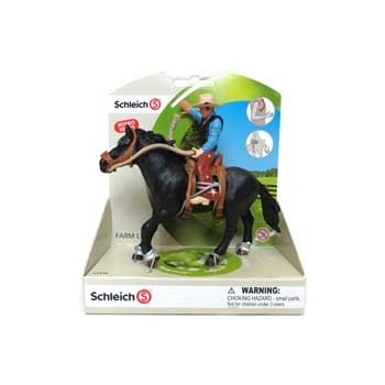 Schleich Osedlaný kůň s kovbojem