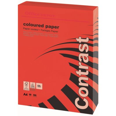 Barevný papír Office Depot Contrast A4 intenzivní červená 80 g 500 listů