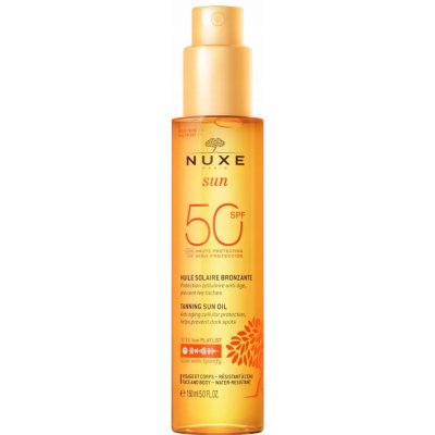 NUXE Sun Tanning Sun Oil SPF50 voděodolný opalovací olej proti tmavým skvrnám a stárnutí pokožky 150 ml – Zbozi.Blesk.cz