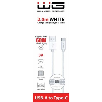 Winner WINTYPCUSB2M USB-A/USB-C kabel 3A, 2m, bílý – Zbozi.Blesk.cz