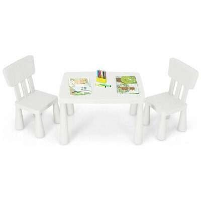 Costway Dětský stůl se 2 židlemi bílá – Zboží Mobilmania