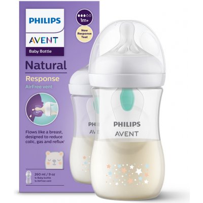 Avent Philips láhev Natural Response s ventilem AirFree medvěd 260 ml bílá