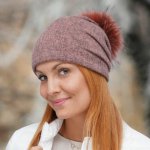 Krumlovanka dámská čepice s bambulí W-0004/780M oranžová melange – Hledejceny.cz