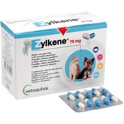 Vetoquinol Zylkene 75 mg pro kočky a malé psy do 10 kg 100 kapslí – Zbozi.Blesk.cz