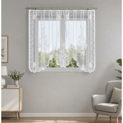 Dekorační oblouková krátká záclona na žabky FUKSJA bílá 400x160 cm MyBestHome – Hledejceny.cz