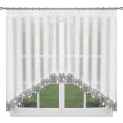 Fliying Hotová voálová záclona L223/4 bílá se zirkony 400x150 cm – Zboží Mobilmania