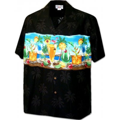 Pacific Legend havajská košile s motivem koktejlů černá – Zbozi.Blesk.cz