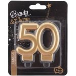 Godan Svíčka narozeninová číslice 50 metalická rosegold – Sleviste.cz