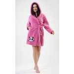 Dámský župan krátký s kapucí Panda tmavě růžová – Sleviste.cz