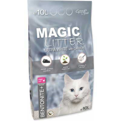Magic Cat Magic Pearls MAGIC LITTER Bentonite Ultra White with Carbon 10 l – Zboží Mobilmania