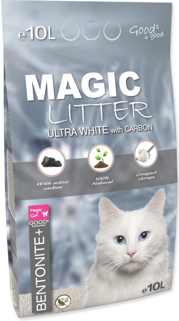 Magic Cat Magic Pearls MAGIC LITTER Bentonite Ultra White with Carbon 10 l