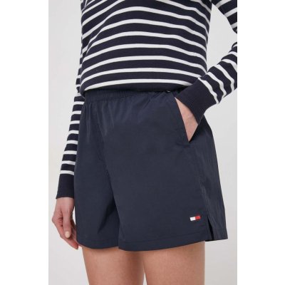 Tommy Hilfiger kraťasy dámské hladké high waist WW0WW41521 tmavomodrá