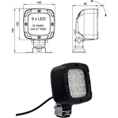 Svítilna zpátečky ft-036/12v-30v/ 100x100x74 rev led s kabelem 1,4m, couvák 0182505_A, , , – Hledejceny.cz