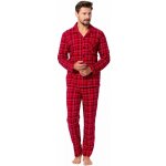 M-Max Alan 1391 pánské pyžamo dlouhé propínací červené