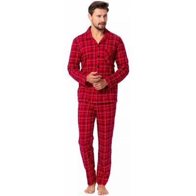 M-Max Alan 1391 pánské pyžamo dlouhé propínací červené