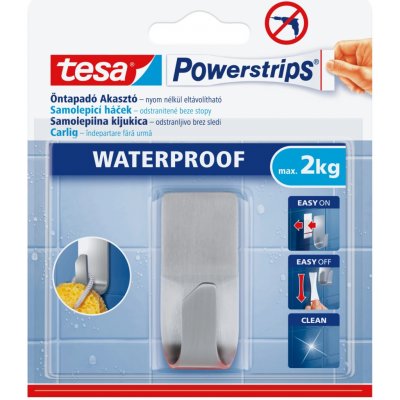 tesa Samolepicí háček Powerstrips Waterproof, nerezová ocel, 2 kg – Zboží Dáma