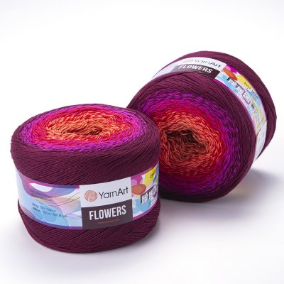 Yarn Art příze Flowers 310 cihlová, červená, fialová, bordó