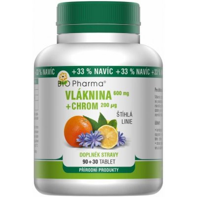 Bio Pharma Vláknina 600 mg + Chrom 200 mcg 120 tablet – Hledejceny.cz
