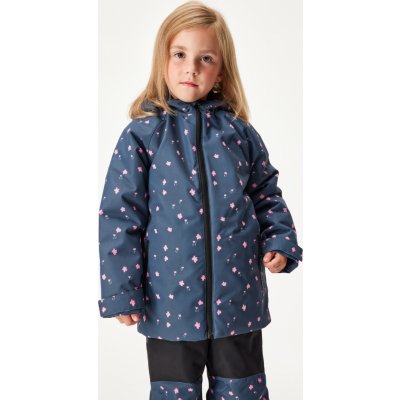 UNUO Polar Dětská zimní bunda Černá Květiny – Sleviste.cz