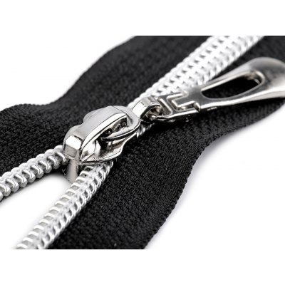 Spirálový zip No 7 délka 70 cm se stříbrnými zoubky - černá – Zboží Mobilmania
