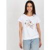 Dámská Trička RUE PARIS tričko s potiskem květiny rv-bz-8949.18 bílá