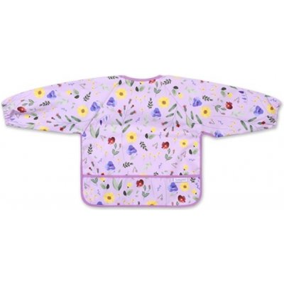 BabyOno bryndák nepromakavý s dlouhým rukávem a kapsíčkou Garden, lila – Sleviste.cz