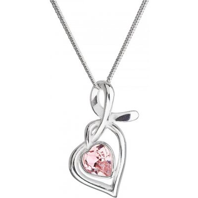 Evolution Group Stříbrný se Swarovski krystaly srdce růžové 32071.3 Light Rose