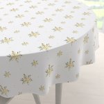 Biante Teflonový kulatý ubrus TF-120 Zlato-modro-zelené vánoční vločky na bílém Ø 60 cm – Zboží Mobilmania